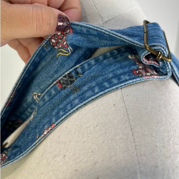 Vintage Denim Overalls Mandal Bay Printed Hens - Picture 4 of 11